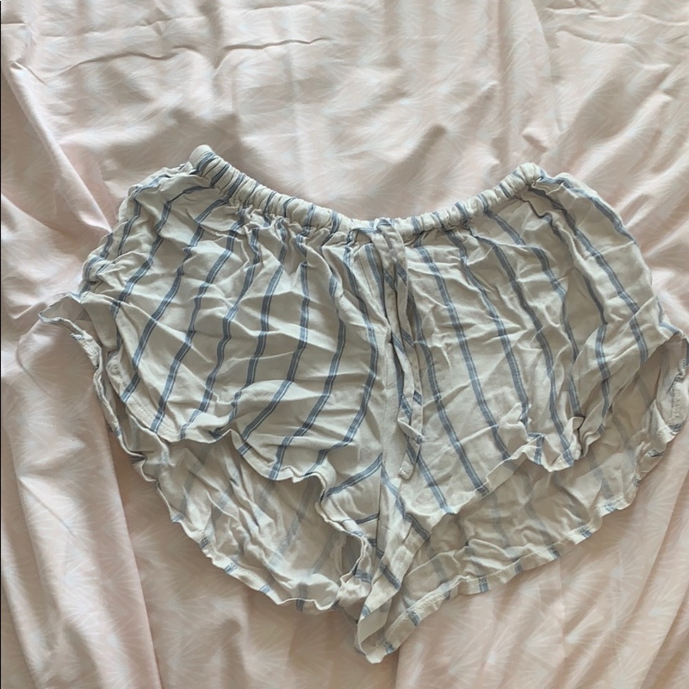 white and blue striped shorts